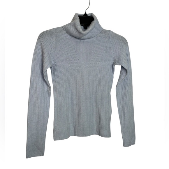 Naadam Cashmere Lightweight Light Blue Ribbed Turtleneck Sweater Size Small - Picture 1 of 11